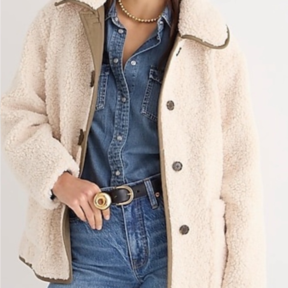 J. Crew Cream Sherpa Teddy Jacket